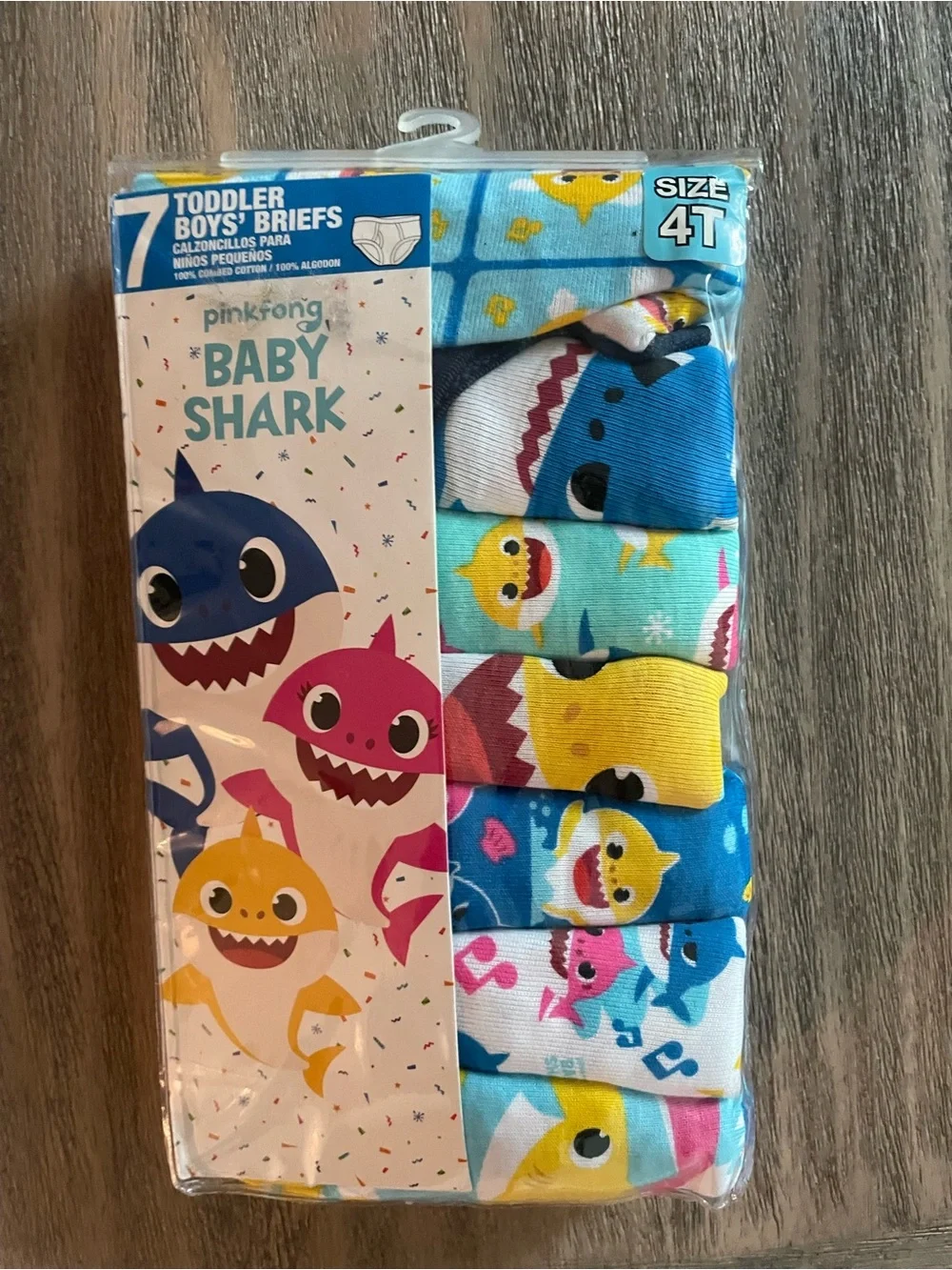 Pinkfong Baby Shark Toddler Boys' Briefs - Blue/Yellow/Pink - Size 4T (7-Pack)